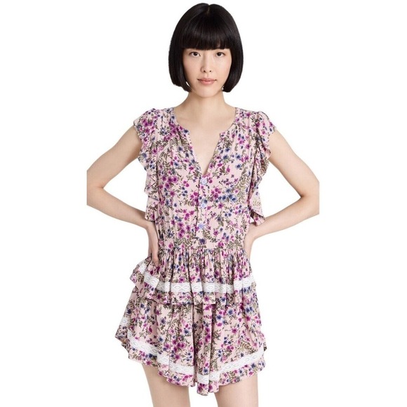 Sokie Collective Sz L The Mini Flicker Dress Light Pink Floral Coquette - Picture 7 of 15